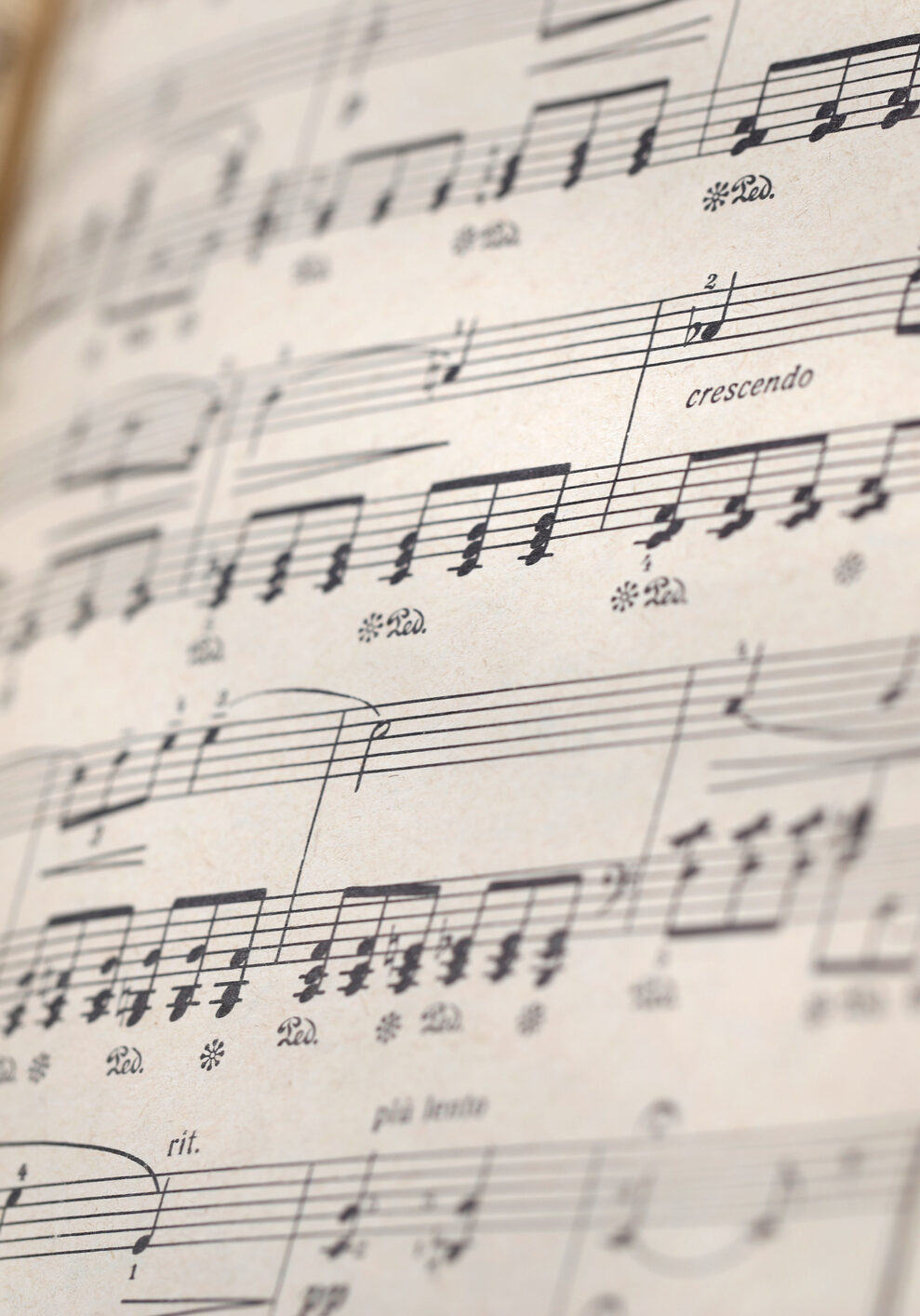 Close-up photo of sheet music. Shallow depth of field